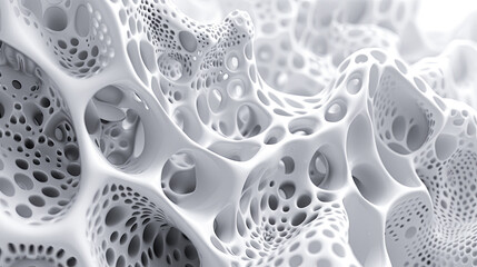 Poster - Abstract White Organic Structure Background 3D Render Texture Pattern Wallpaper Design Element Bio Technology Science Fiction Alien Futuristic Concept