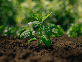 Poster - Young Plant Growing in Fertile Soil