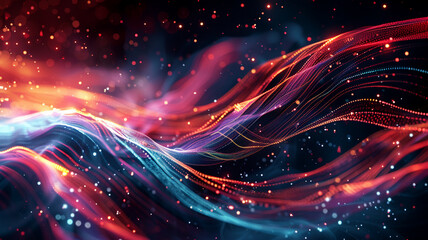 Sticker - Abstract Backgrounds with Three-Dimensional Fiber-Optic Curves