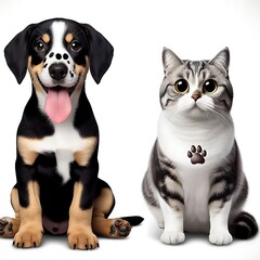 Wall Mural - A dog design graphic and cat design graphic sitting together accessible unique.