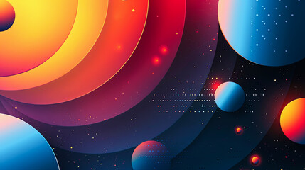 Canvas Print - Abstract Colorful Space Planets Galaxy Universe Background Wallpaper Digital Art 3D Render Illustration Design