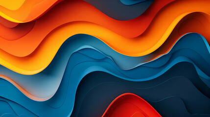 Sticker - Abstract, Modern, Colorful Waves Background - Orange, Blue, and Red Wavy Pattern Design Element for Websites, Presentations, and Marketing Materials