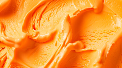 Close up of orange texture of Ice cream, Orange Italian  gelato background .