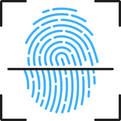 Leinwandbilder - Biometric identification, fingerprint recognition or verification icon. Person verification, access security technology or ID biometric recognition color thin line vector symbol with fingerprint