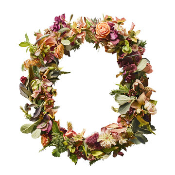 Elegant shot of text Letters O crafted in flowers on a clean, isolated on transparent background	