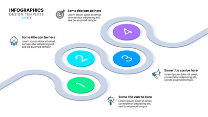 Infographic template. Isometric zigzag line with 4 steps