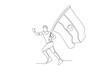 © stlineart - Man running carrying Indian flag. India independence day concept one-line drawing