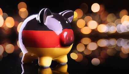 Wall Mural - German Flag Piggy Bank with Bokeh Lights