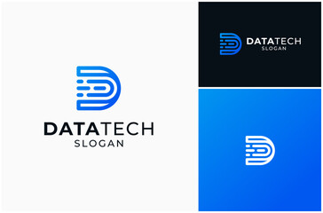 Poster - Letter D Data Digital Technology Network Connect Solution Vector Logo Design Illustration