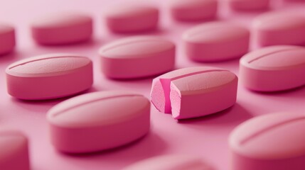 pill precision split pink tablets for controlled dosage medical concept stock image