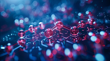 Poster - Abstract 3d rendering of molecule structure. Science and medical background.