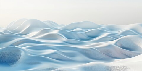 Poster - Abstract White And Light Gray Waves In A Digital Landscape