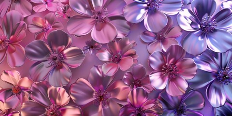 Aufkleber - Pink And Purple Chrome Flowers In A Close-Up View