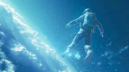 Wall Mural - astronaut in outer space. 3d rendering toned image