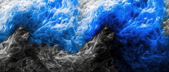 Wall Mural - Abstract art with vibrant blue and black color swirls creating a dynamic, textured pattern for design and decoration purposes.