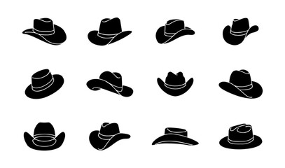 Wall Mural - black Cowboy hat logo icon design vector illustration