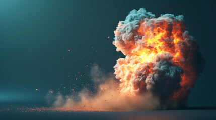 Poster - High-resolution image showcasing a dramatic explosion with intense flames and smoke