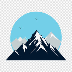 Stylized Mountain Peak with Sun Illustration