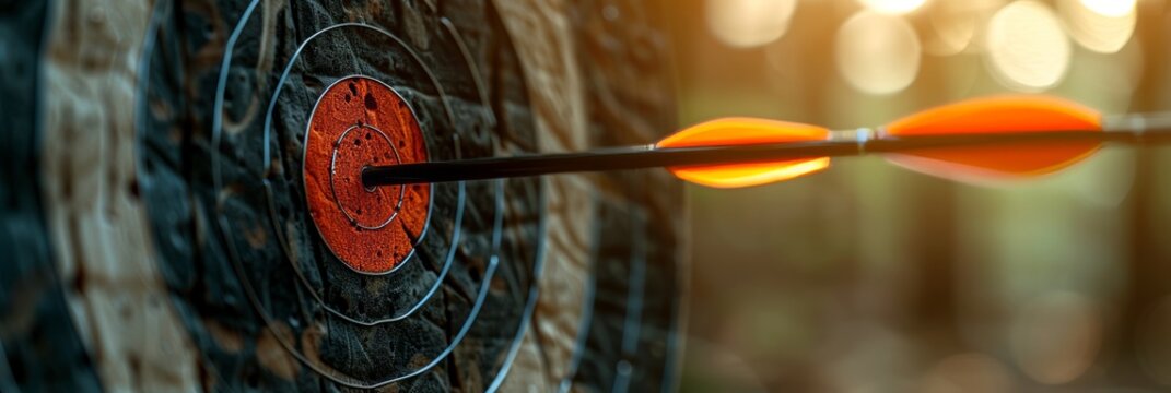 arrow hitting bullseye, capturing perfect aim moment in summer olympics sport concept
