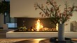 © ASoullife - Sleek Modern Fireplace with Artisanal Firewood and Orchid Decor in Chic Living Room