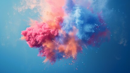 Aufkleber - abstract colored dust explosion on a blue background