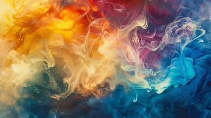 Poster - Vividly hued abstract illustration with intertwining smoke patterns