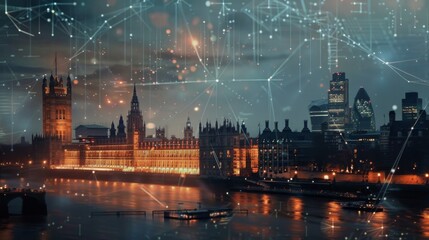 Poster - Abstract technology background in London for global business concept