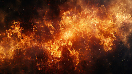 Poster - High-resolution depiction of a vibrant fire explosion with blazing particles and flames