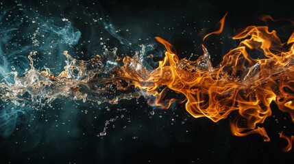 Fototapete - An abstract shape combining flame and water