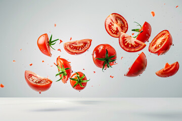 Wall Mural - Fresh red cherry tomatoes on a background