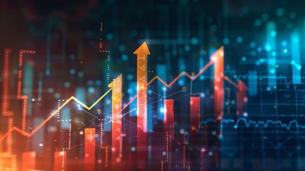 Poster - Business Growth and development chart of company. arrows pointing up, Planning, good sales performance return on investment, opportunity,