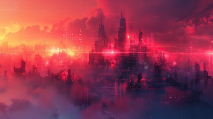 Poster - glitch tech banners technology abstract corrupted frames in cyberpunk style.stock image