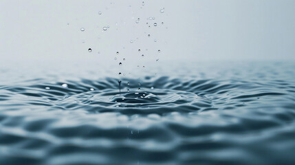Poster - Close-up shot of a solitary water droplet causing ripples on a calm water surface