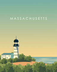 Sticker - Massachusetts travel poster USA