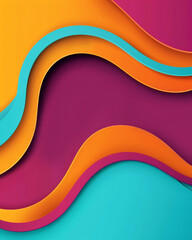 Canvas Print - A vibrant abstract design with wavy layered shapes in teal, orange, and magenta, creating a modern and dynamic background.