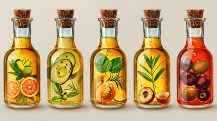 cooking oil bottles illustration bottle olive or avocado oil.stock image