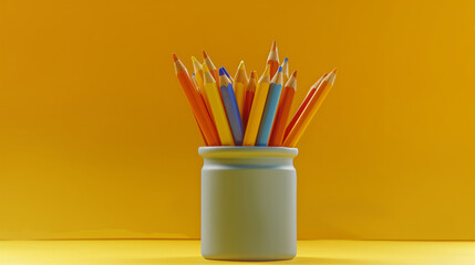 Wall Mural - A vase full of pencils in various colors