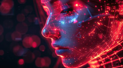 Poster - digital technology character design presented with a low poly style and futuristic elements.stock photo