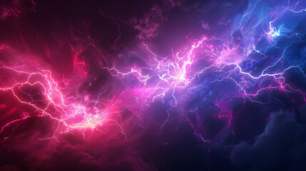 Wall Mural - Vivid display of pink and blue lightning, ideal for dramatic backdrops