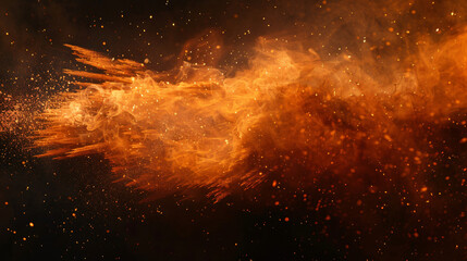 Poster - High-speed capture of a fiery dust explosion on a dark background