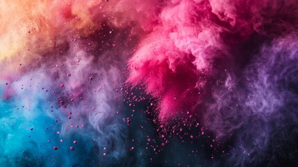 Aufkleber - Colored powder explosion. Abstract closeup dust on backdrop. Colorful explode. Paint holi
