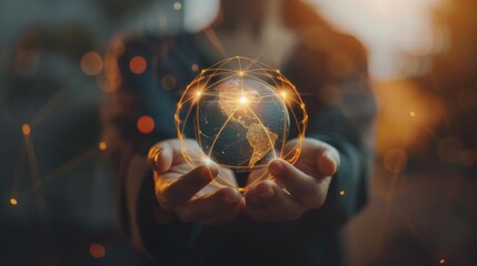 Aufkleber - CRM. Customer network relationship management concept, Businessman hold of global structure customer network technology, Data exchanges development.