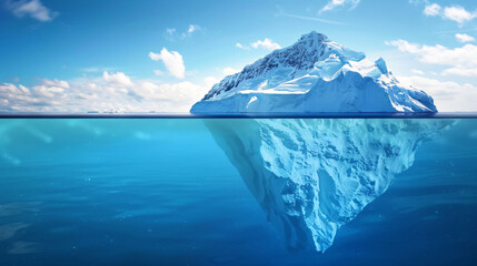 Aufkleber - Serene ocean reflects a stunning iceberg beneath a cloudless sky