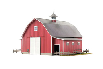 classic red barn with white doors and cupola. perfect for rural, agriculture, and farm-stock imagery