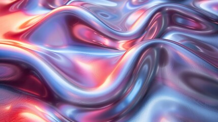 Fototapete - background with abstract holographic chrome gradient waves.stock photo