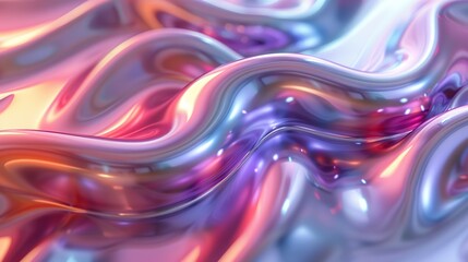Fototapete - background with abstract holographic chrome gradient waves.stock illustration