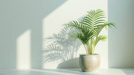 palm tree in pot on a white background 