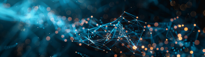 network lines and dots of global connectivity and data transmission