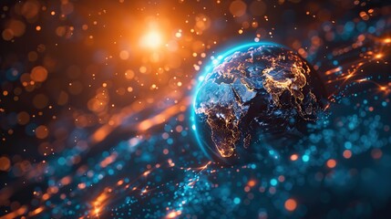 Poster - hologram of planet earth globe of digital data and technology.stock illustration