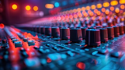 Poster - cloned images of studio mixers used for media and events directing recording studio and editing.stock image